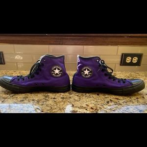 Custom converse purple and black high top